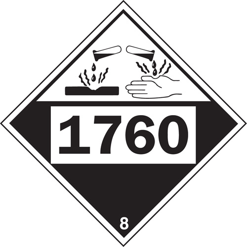 1760 Aluminum Phosphate Corrosive Materials TDG Placard, Plastic Maritime Industrial Rubber