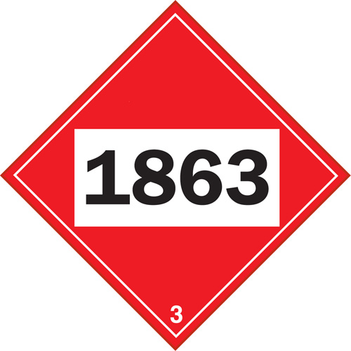 1863 Aviation Fuel Flammable Liquid TDG Placard, Plastic Maritime Industrial Rubber