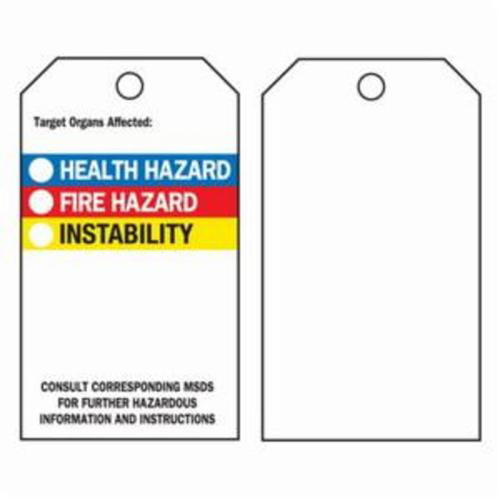 Right-To-Know Tags, Polyester, 3" W x 5-3/4" H, English Maritime Industrial Rubber