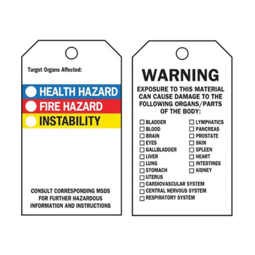 Self-Laminating Right-To-Know Tags, Polyester, 3" W x 5-3/4" H, English Maritime Industrial Rubber