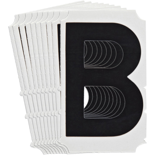 &eacute;tiquettes de lettres et chiffres gothiques individuels Quick-Align, B, 4" h, Noir Maritime Industrial Rubber