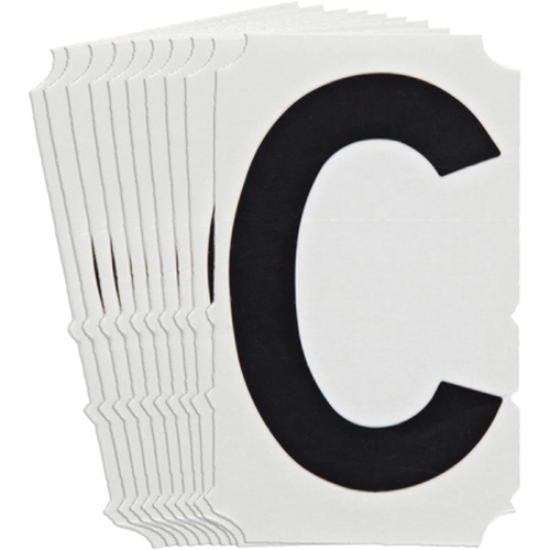 &eacute;tiquettes de lettres et chiffres gothiques individuels Quick-Align, C, 4" h, Noir Maritime Industrial Rubber