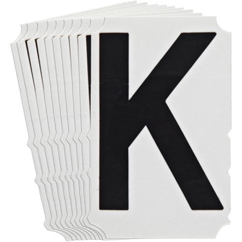 &eacute;tiquettes de lettres et chiffres gothiques individuels Quick-Align, K, 4" h, Noir Maritime Industrial Rubber