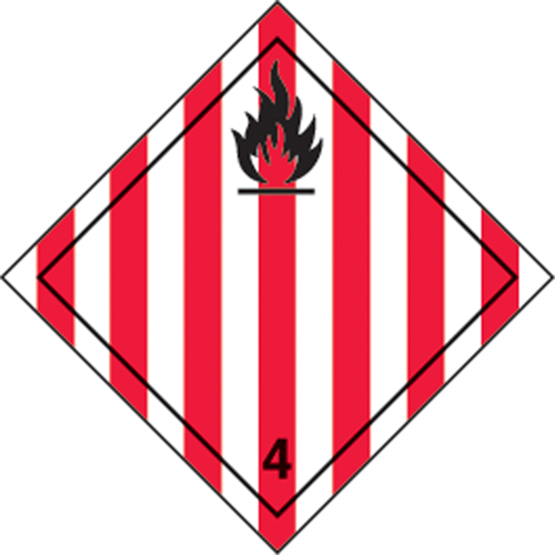 TDG Shipping Labels, Class 4.1, Flammable Solids, Vinyl Maritime Industrial Rubber