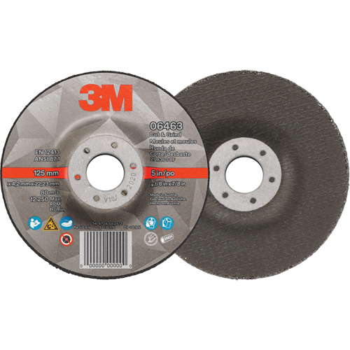 Cut & Grind Wheel, 5" x 1/8", 7/8" Arbor, Type 27, Ceramic Maritime Industrial Rubber