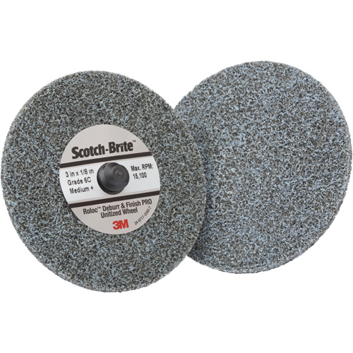 Roloc Deburr & Finish Pro TR Unitized Wheel, 3" x 1/8", Medium Grit, Ceramic Maritime Industrial Rubber