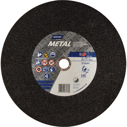 Metal A Chop Saw Cut-Off Wheel, 14" x 3/32", 1" Arbor, Type 01/41, Aluminum Oxide, 4365 RPM Maritime Industrial Rubber