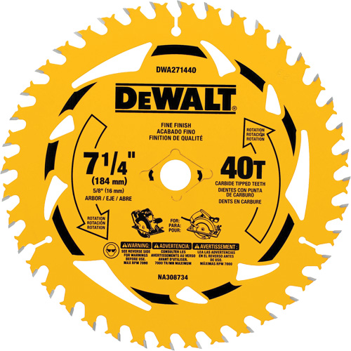Circular Saw Blade, 7-1/4", 40 Teeth, Wood Use Maritime Industrial Rubber