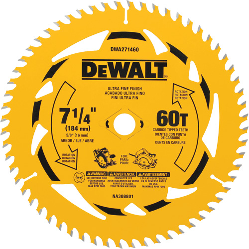 Circular Saw Blade, 7-1/4", 60 Teeth, Wood Use Maritime Industrial Rubber