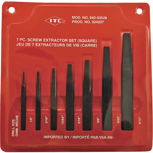 ISE-7 Ensemble d'extracteurs de vis carr&eacute;es 7 pi&egrave;ces, Pour vis de 1/8" - 9/16" Maritime Industrial Rubber