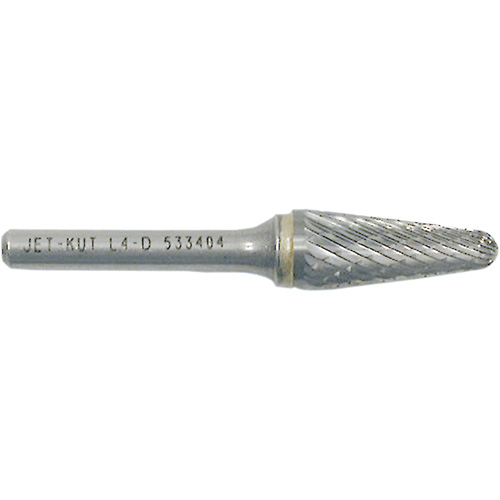 L4-D JET-KUT&reg; Taper Shape Burr with Radius End, 1/4" Dia., 1/4" Shank, 1-1/8" Depth of Cut Maritime Industrial Rubber