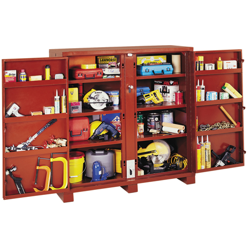 Jobsite Shelf Cabinet, Steel, 47.5 Cubic Feet, Red Maritime Industrial Rubber