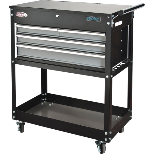 Utility Cart, 4 Drawers, 18" L x 33" W x 39" H, Black Maritime Industrial Rubber