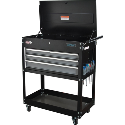 Utility Cart, 4 Drawers, 18" L x 33" W x 39" H, Black Maritime Industrial Rubber