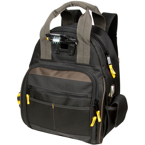 Techgear 53-Pocket Tool Backpack, 16" L x 13-1/4" W, Black, Polyester Maritime Industrial Rubber