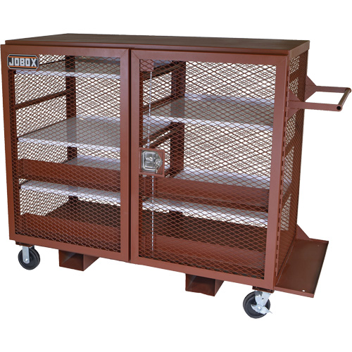 Mobile Mesh Cabinet, Steel, 49 Cubic Feet, Red Maritime Industrial Rubber