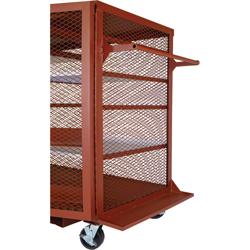 Mobile Mesh Cabinet, Steel, 49 Cubic Feet, Red Maritime Industrial Rubber