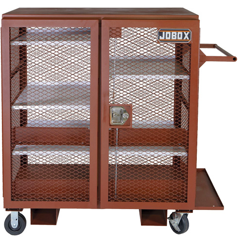 Mobile Mesh Cabinet, Steel, 37 Cubic Feet, Red Maritime Industrial Rubber