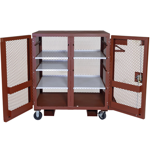 Mobile Mesh Cabinet, Steel, 37 Cubic Feet, Red Maritime Industrial Rubber
