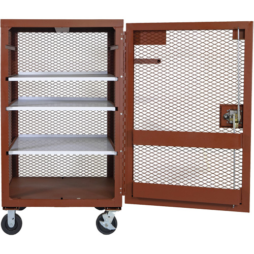 Mobile Mesh Cabinet, Steel, 22 Cubic Feet, Red Maritime Industrial Rubber