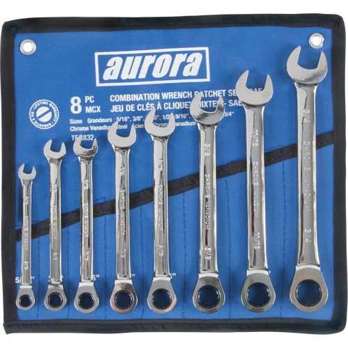 Fixed Head Wrench Set, Combination, 8 Pieces, Imperial Maritime Industrial Rubber