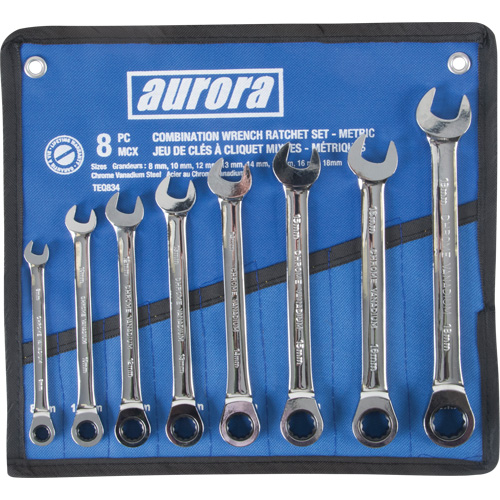 Fixed Head Wrench Set, Combination, 8 Pieces, Metric Maritime Industrial Rubber