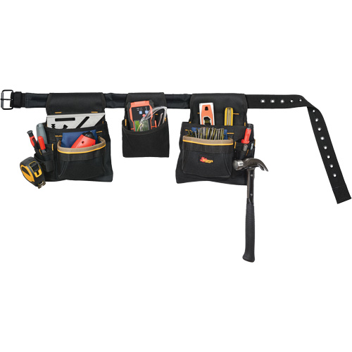 Deluxe Tool Belt Combo, Polyester, Black Maritime Industrial Rubber