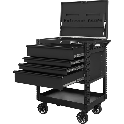 EX Deluxe Series Tool Cart, 4 Drawers, 22-7/8" L x 33" W x 44-1/4" H, Black Maritime Industrial Rubber