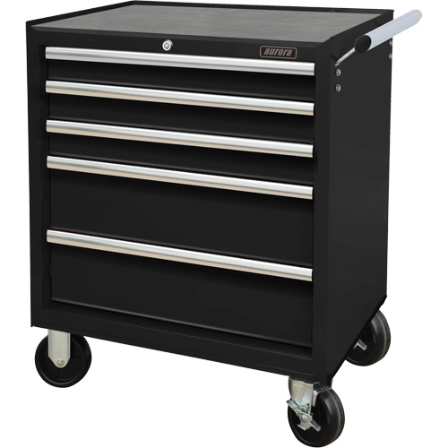 Industrial Tool Cart, 5 Drawers, 27" W x 18-3/4" D x 31-1/2" H, Black Maritime Industrial Rubber