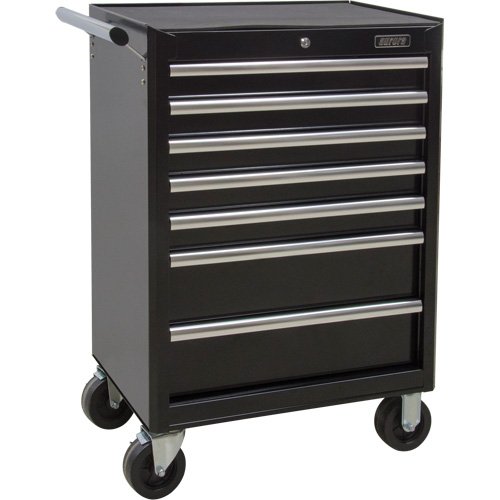 Industrial Tool Cart, 7 Drawers, 27" W x 18-3/4" D x 39" H, Black Maritime Industrial Rubber
