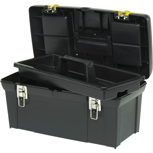 2000 Series Tool Box with Tray, 24" W x 11-1/4" D x 11" H, Black/Yellow Maritime Industrial Rubber