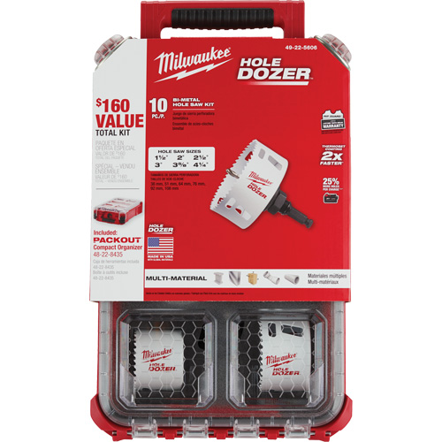 Packout Hole Dozer Hole Saw Kit, 10 Pieces Maritime Industrial Rubber