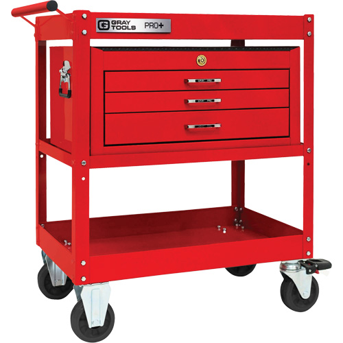 PRO+ Series Heavy-Duty Utility Cart with Intermediate Chest, 2 Tiers, 30-1/5" x 38-1/3" x 19-1/2" Maritime Industrial Rubber