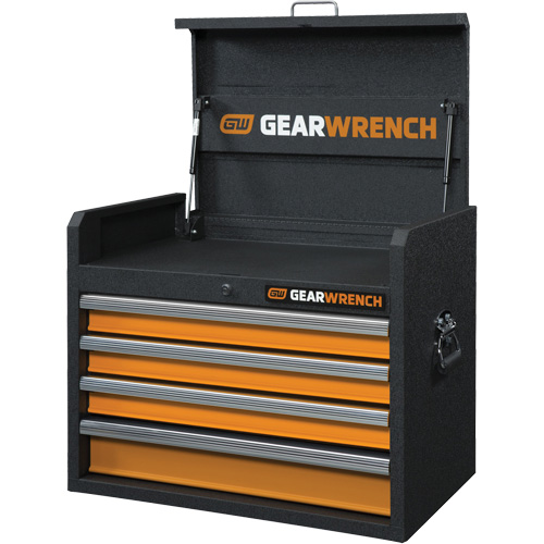 GSX Series Tool Chest, 26" W, 4 Drawers, Black/Orange Maritime Industrial Rubber