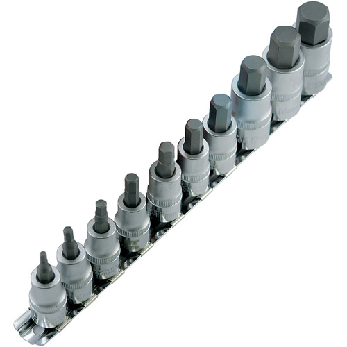 HSW3812-10M Metric Bit Socket Set, Hex, 1/2"/3/8" Drive, 10 Pcs Maritime Industrial Rubber