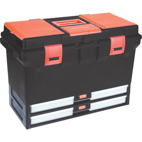 Plastic Tool Box, 22" W x 11" D x 14-1/2" H, Black Maritime Industrial Rubber