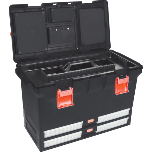Plastic Tool Box, 22" W x 11" D x 14-1/2" H, Black Maritime Industrial Rubber