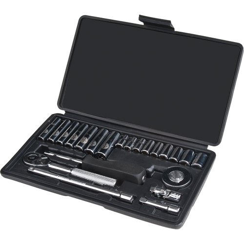 Socket Set, 22 Pcs, 1/4" Drive Size, Deep Maritime Industrial Rubber
