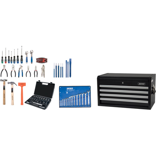 Ensemble d'outils de d&eacute;part avec coffre en acier, 70 morceaux Maritime Industrial Rubber