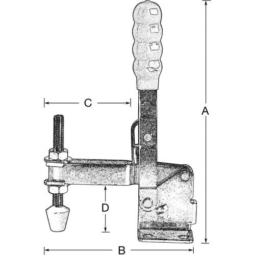 Vertical Hold-Down Clamps, 200 lbs. Clamping Force, Vertical Maritime Industrial Rubber