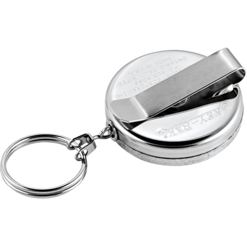 The Original Key Reel, Chrome, 24" Cable, Belt Clip Attachment Maritime Industrial Rubber