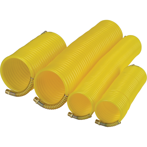 Nylon Coil Air Hose With Fittings, Air, 1/4" ID x 25' L, Nylon, 200 PSI at 23°C Maritime Industrial Rubber