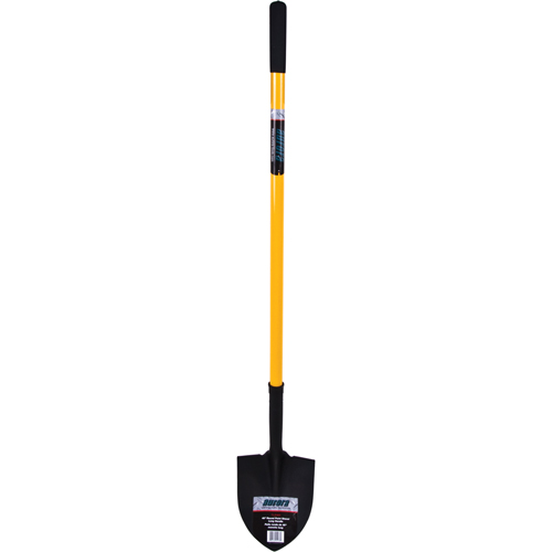 Round Point Shovel, Tempered Steel Blade, Fiberglass, Straight Handle Maritime Industrial Rubber