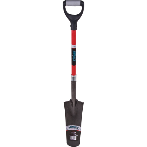 Heavy-Duty Drain Spade, Carbon Steel, 14" x 5-1/2" Blade, 29" L, D-Grip Handle Maritime Industrial Rubber