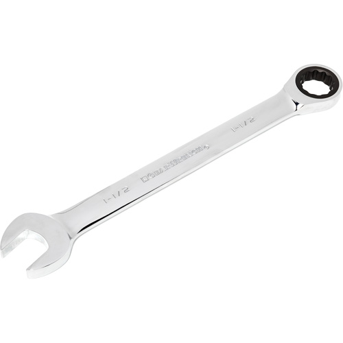 Ratcheting Combination Wrench, 12 Point, 1-1/2", Chrome Finish Maritime Industrial Rubber