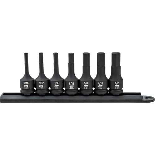 Hex Bit Impact SAE Socket Set, Hex, 3/8" Drive, 7 Pcs Maritime Industrial Rubber