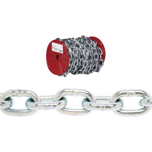 Chaîne ronde Proof Campbell, Acier &agrave; faible teneur en carbone, 3/16" x 100' (30,4 m) l, Calibre 30, Charge d'utilisation 800 lb (0,4 tonne) Maritime Industrial Rubber