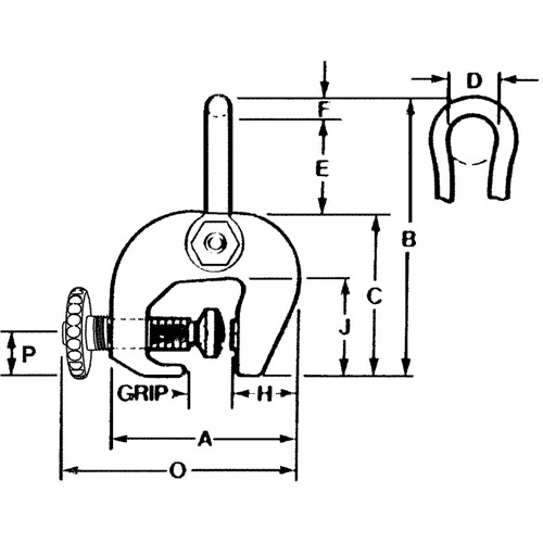 SAC Plate Clamp, 12000 lbs. (6 tons), 0" - 3" Jaw Opening Maritime Industrial Rubber