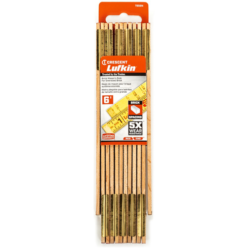 R&egrave;gle de maçon surdimensionn&eacute; Red End, 6' lo, Bois, Graduations de 1/16" Maritime Industrial Rubber