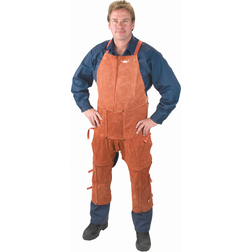 Tablier et jambi&egrave;res en cuir, Salopette &agrave; jambes fendues, 42" lo, Lava Brown Maritime Industrial Rubber